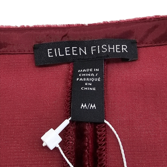 NEW Elieen Fisher Womens Size Medium Velvet V Neck Top Burgundy Boxy Silk Blend - Picture 7 of 11